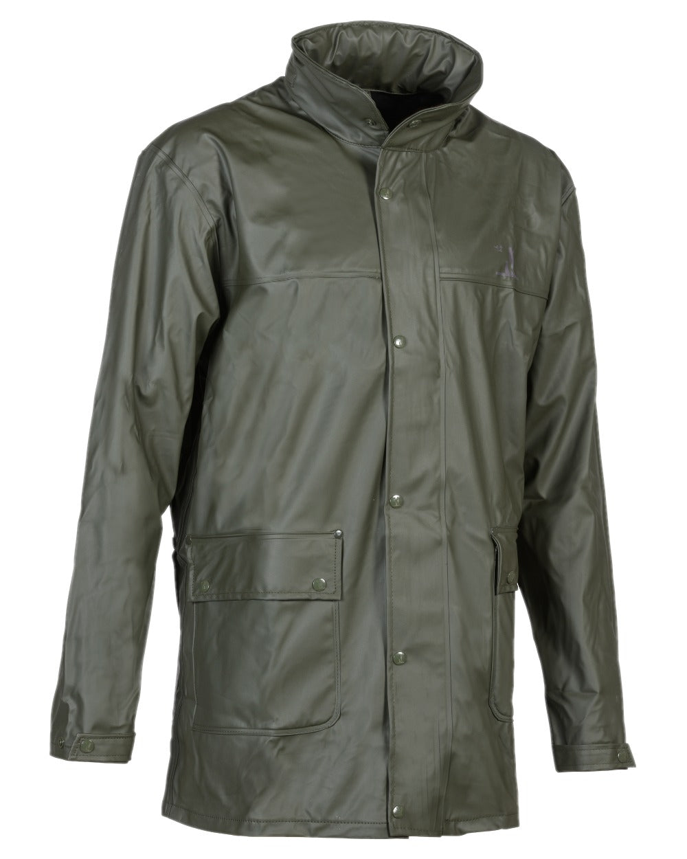Khaki coloured Percussion Impersoft Hunting Jacket with Game Bag on white background
