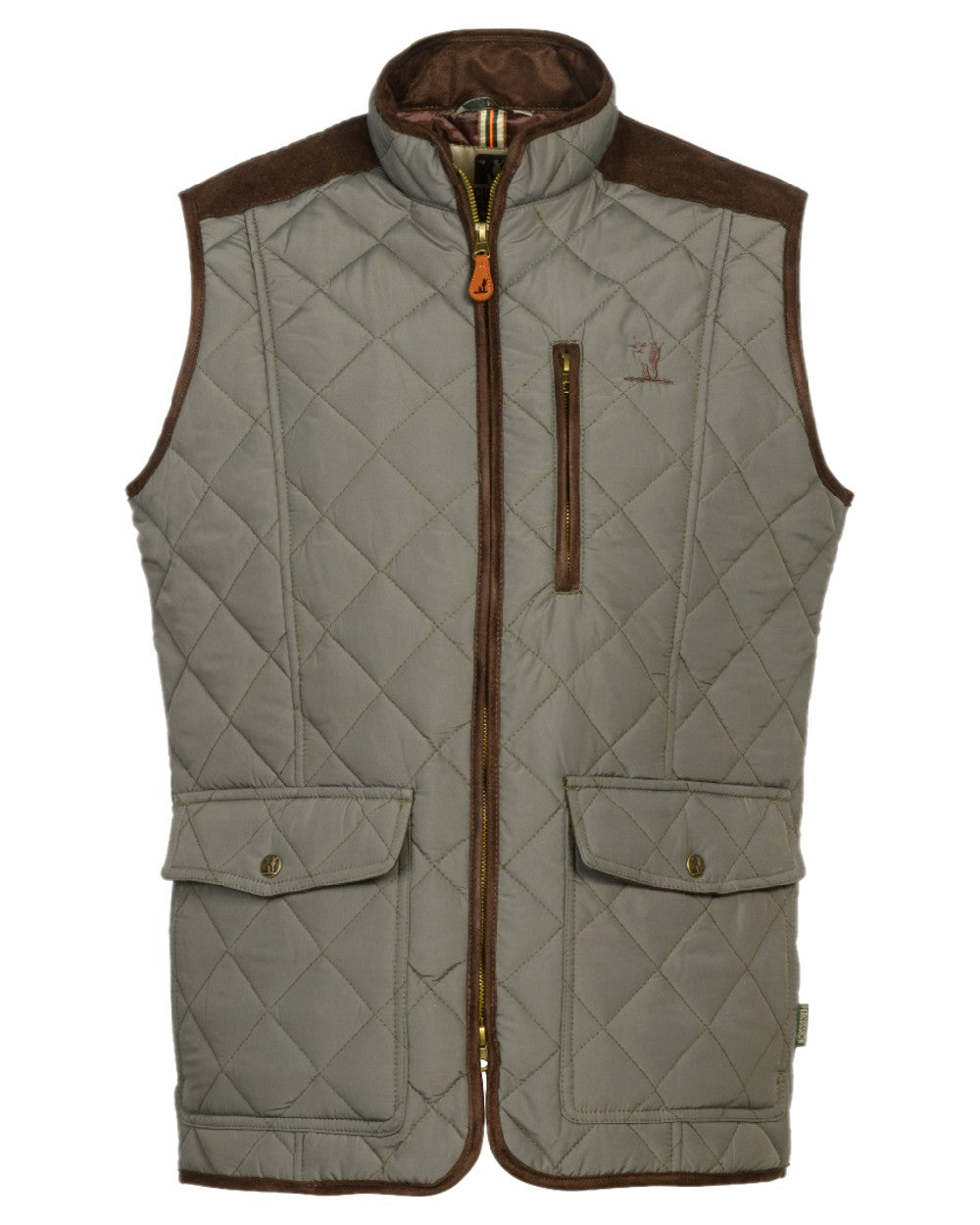 Khaki Coloured Percussion Mens Stalion Gilet on white background