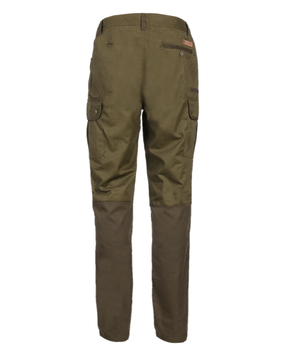 Khaki coloured Percussion Savane Trousers on white background