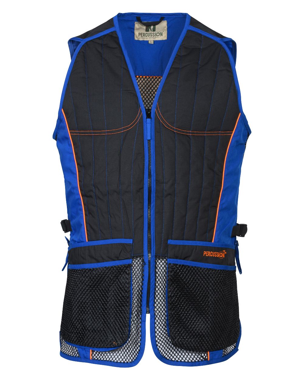 Black Blue coloured Percussion Skeet Vest on white background