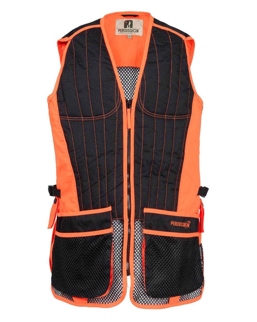 Black Orange coloured Percussion Skeet Vest on white background