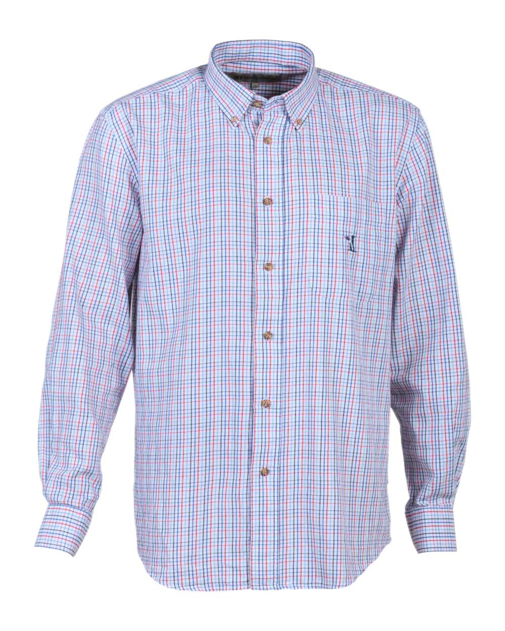 Red coloured Percussion Small Check Shirt on white background