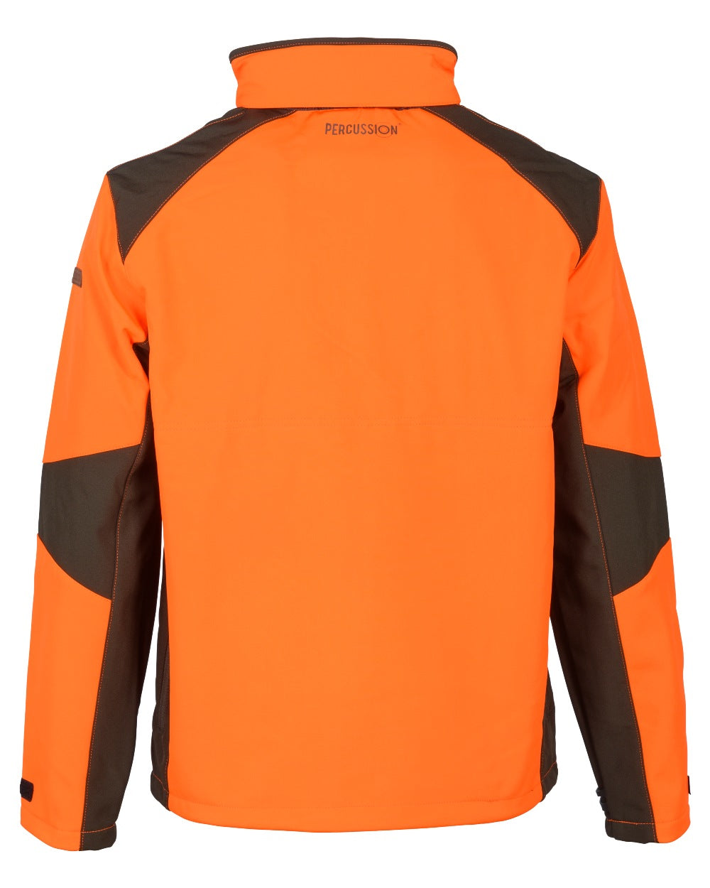 Khaki Orange coloured Percussion Softshell Waterproof Jacket on white background