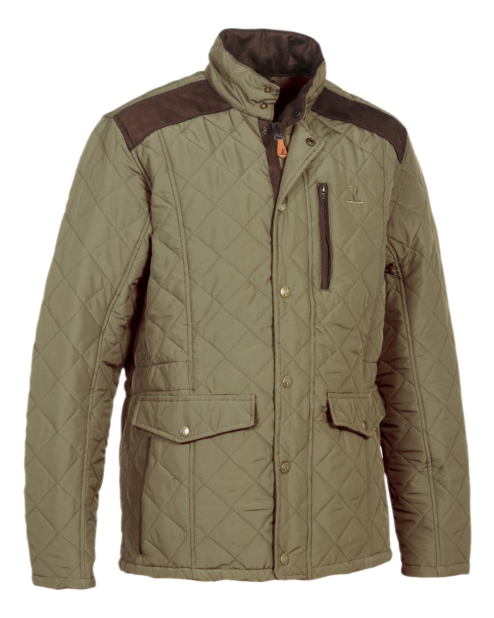 Light Khaki coloured Percussion Stallion Quilted Jacket on white background