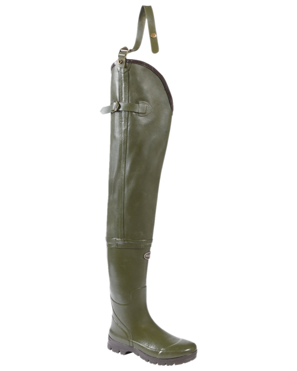 Khaki Coloured Percussion Torrent Jersey Thigh Boots on white background