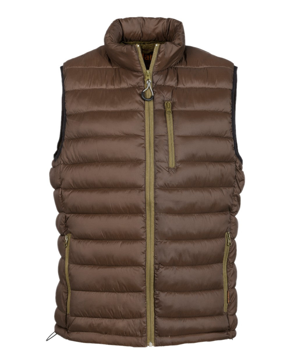 Brown coloured Percussion Trekking Quilted Gilet on white background