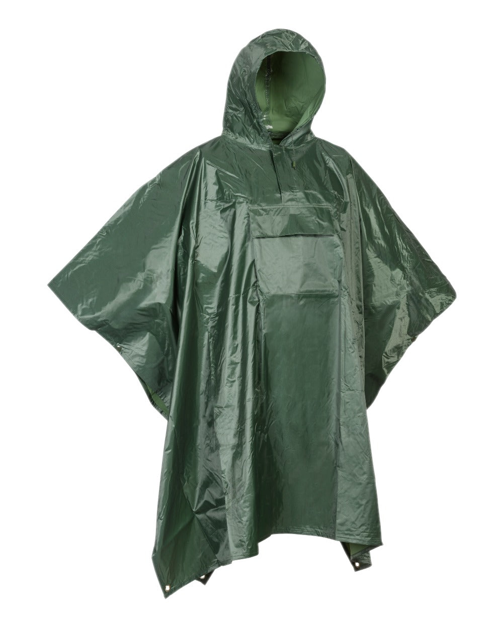 Khaki coloured Percussion Waterproof Poncho on white background