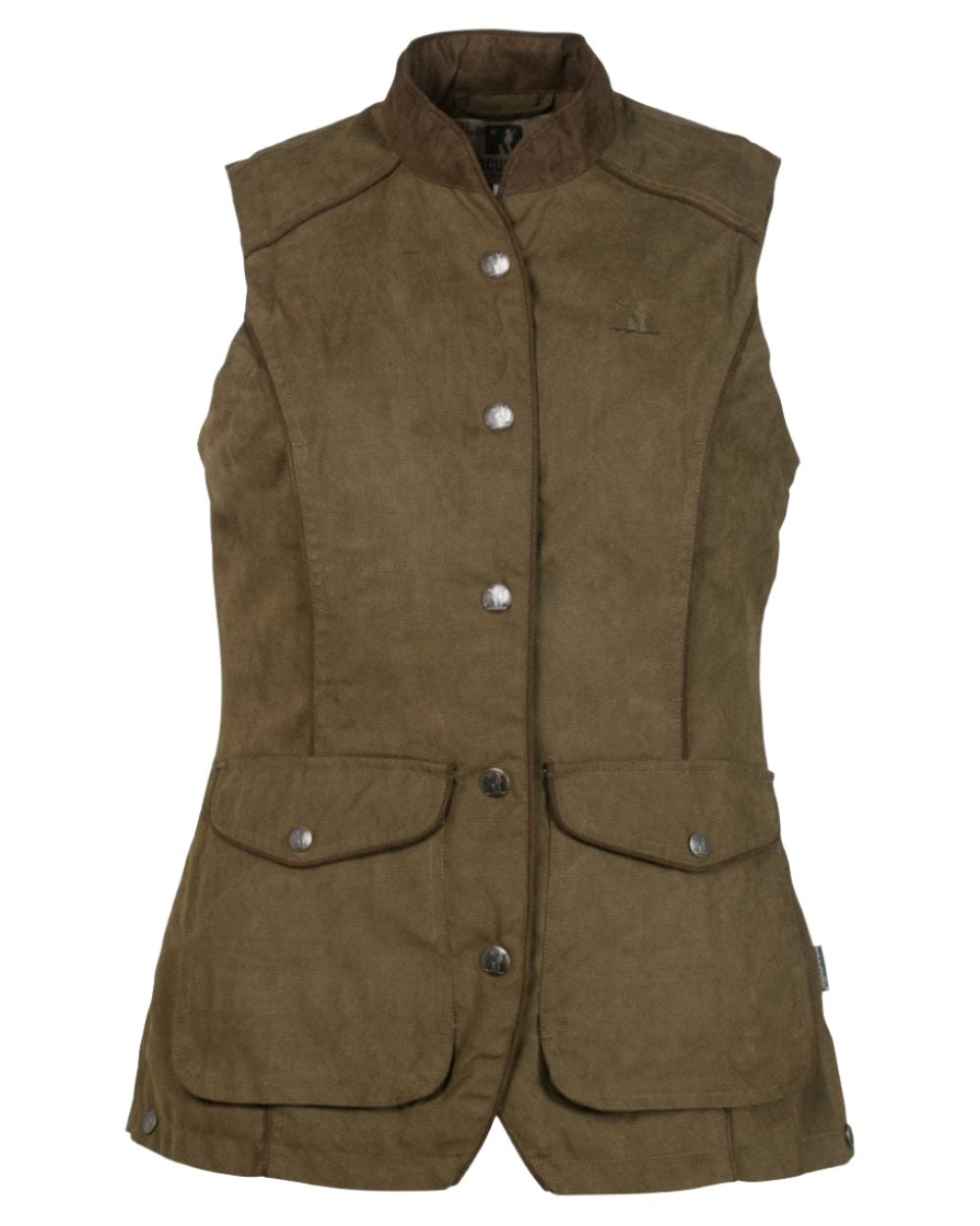 Khaki coloured Percussion Womens Rambouillet Original Gilet on white background