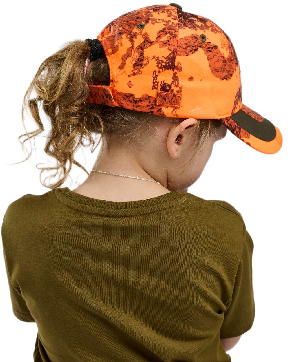 Strata Blaze Moss Green coloured Pinewood Childrens Camou Cap on white background
