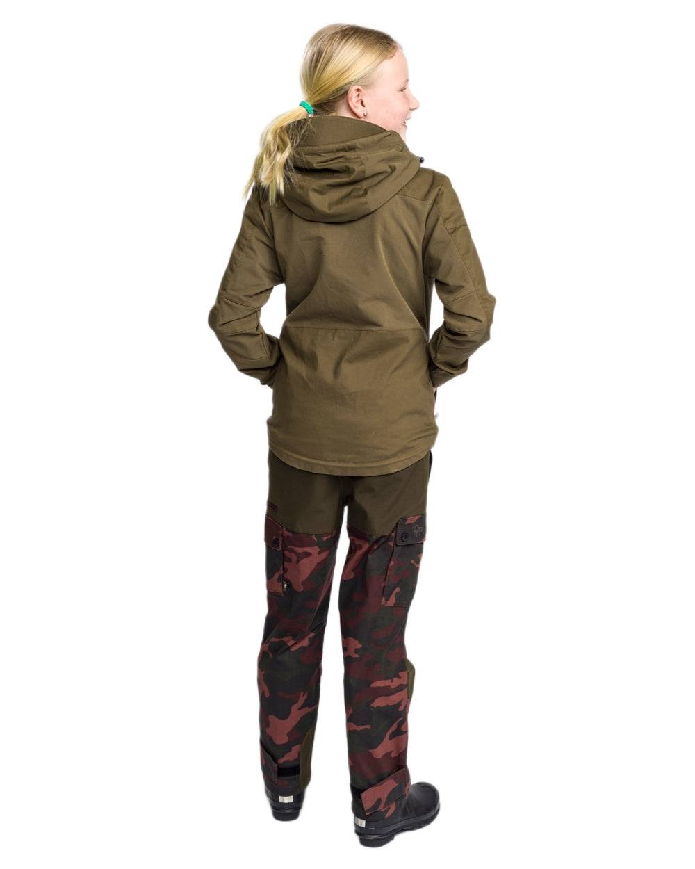 Dusty Plum Jungle coloured Pinewood Childrens Lappland Camou Trousers on white background