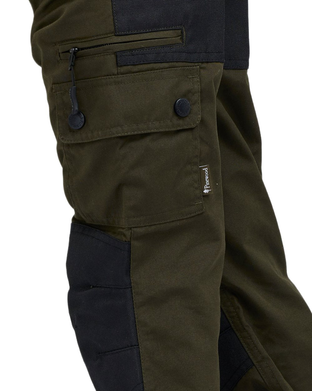 Moss Green Black coloured Pinewood Childrens Lappland Trousers on white background