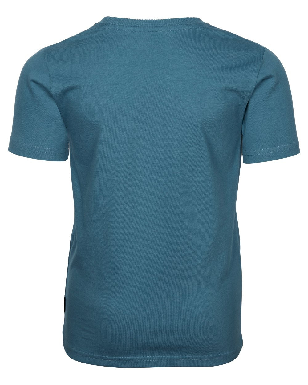 Azur Blue coloured Pinewood Childrens Outdoor Life T-Shirt on white background
