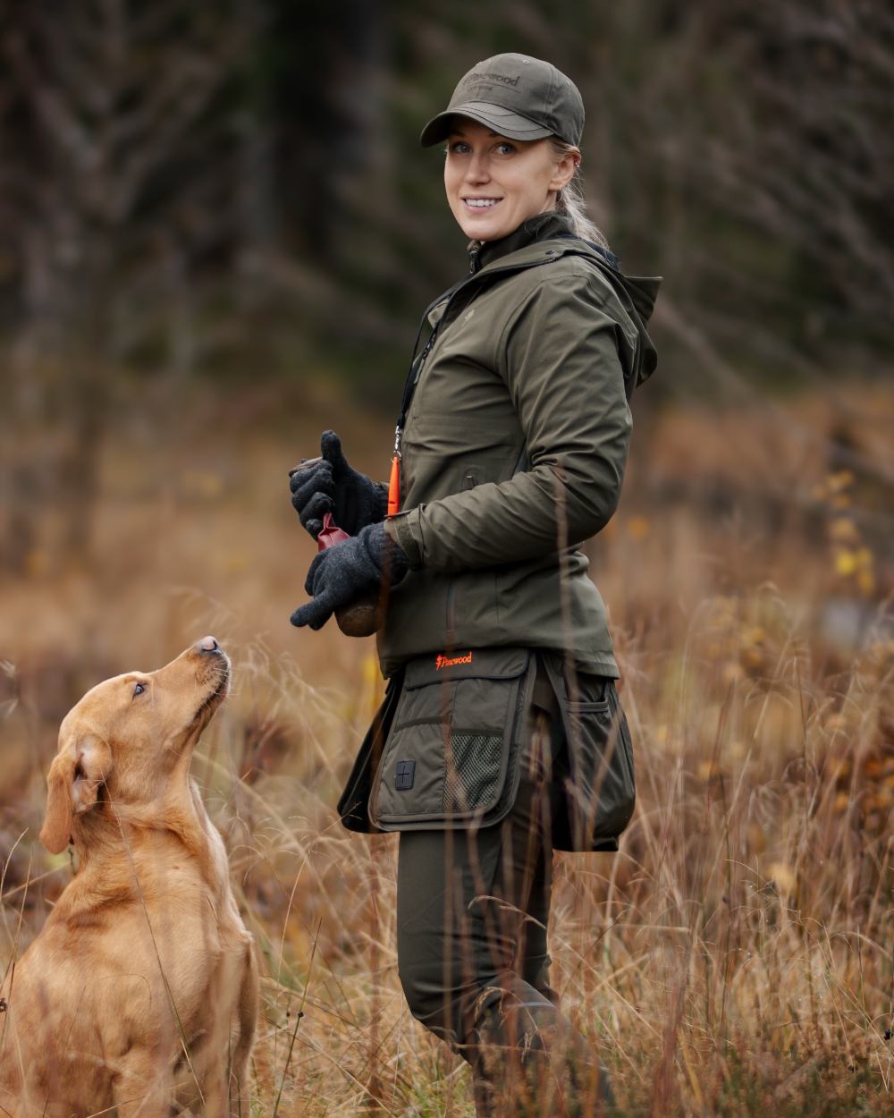 Mossgreen Black Coloured Pinewood Dog Sports Utility Belt on forest background
