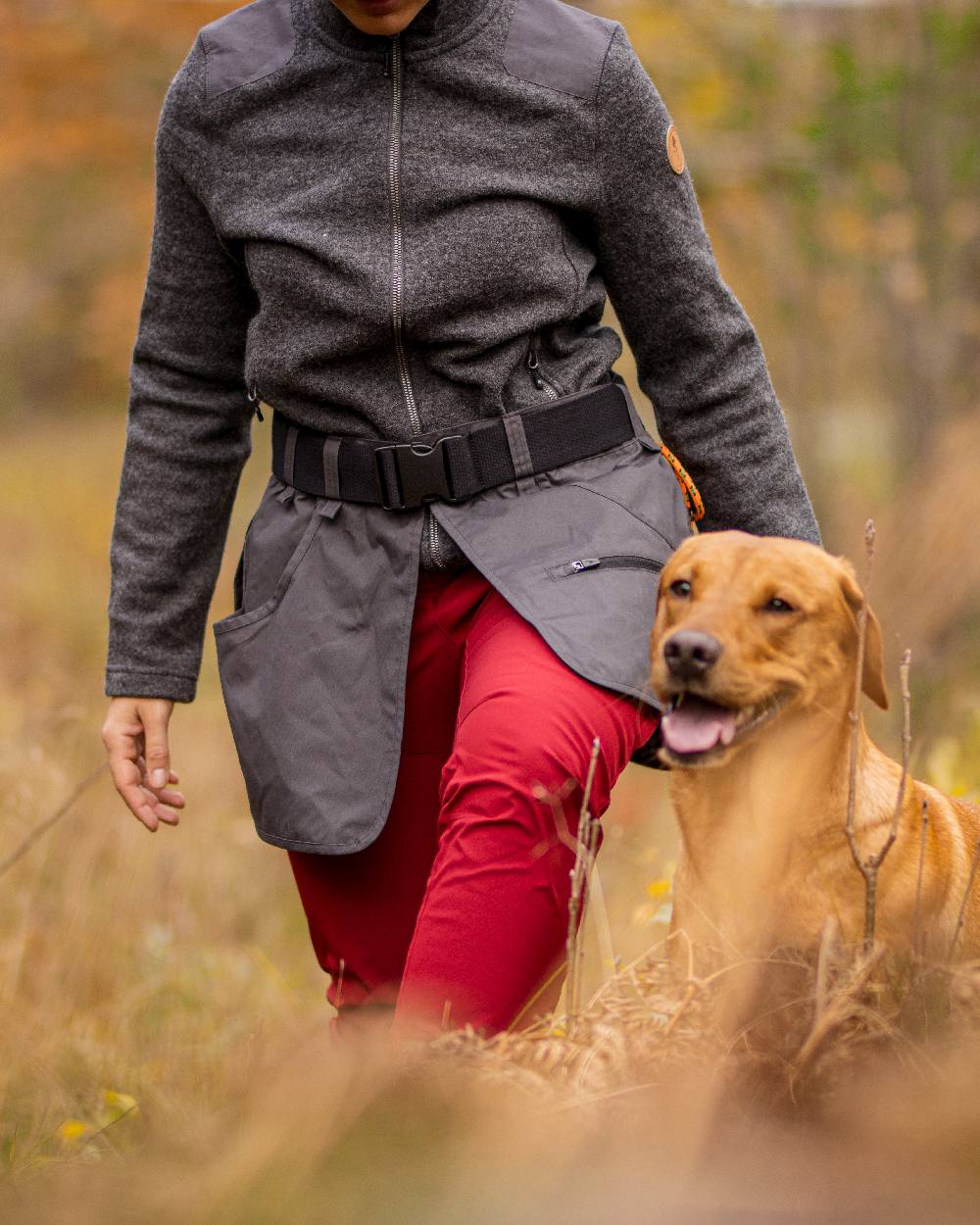 Dark Anthracite Coloured Pinewood Dog Sports Waist Belt on outdoor background