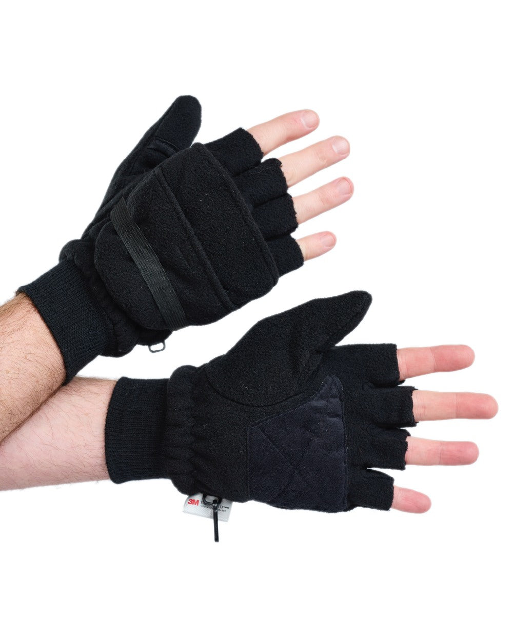 Black Coloured Pinewood Fishinghunting Gloves on white background