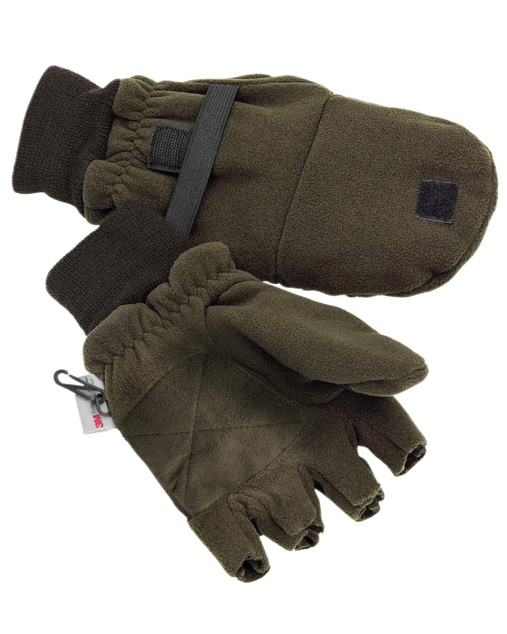 Hunting Green Coloured Pinewood Fishinghunting Gloves on white background