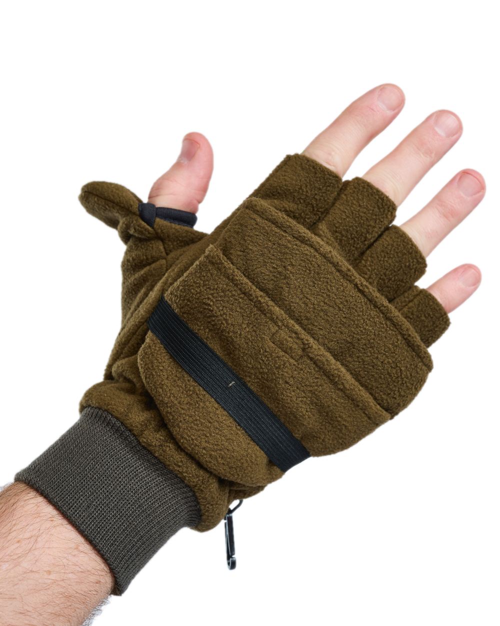 Hunting Green Coloured Pinewood Fishinghunting Gloves on white background