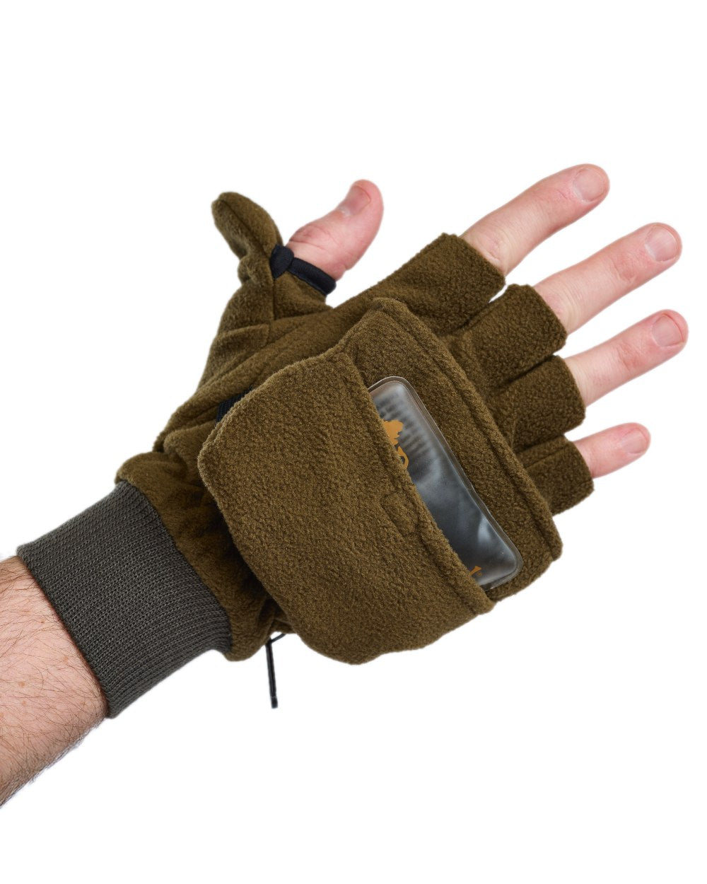 Hunting Green Coloured Pinewood Fishinghunting Gloves on white background