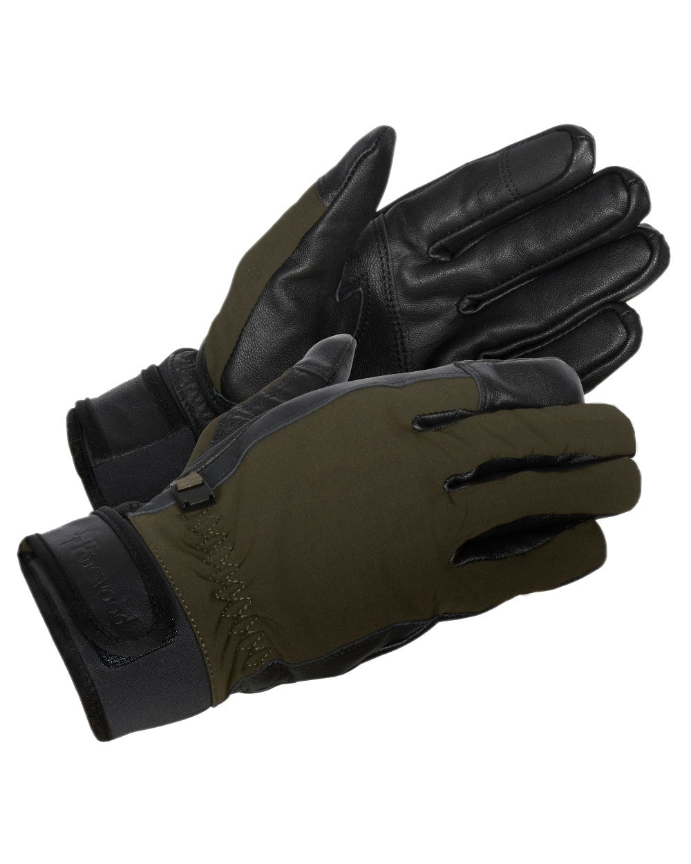 Moss Green Black Coloured Pinewood Furudal Hunters Gloves on white background