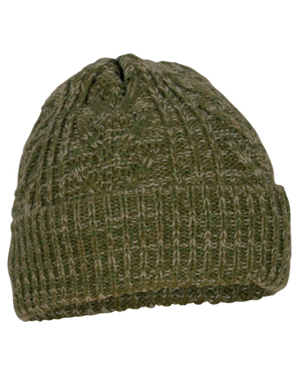Green Mel Coloured Pinewood Knitted Melange Hat on white background