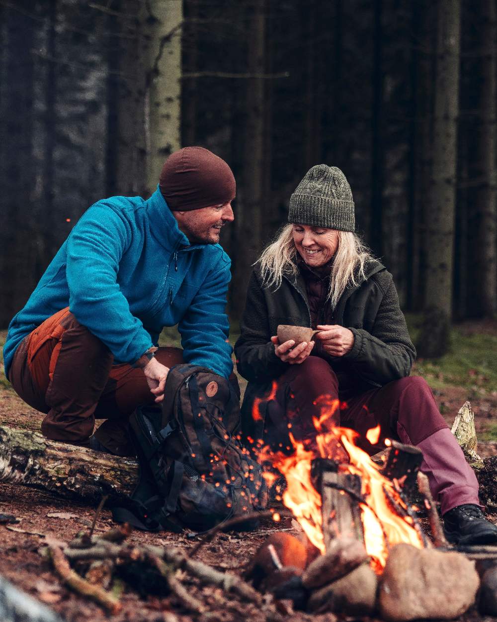 Green Mel Coloured Pinewood Knitted Melange Hat on outdoor background