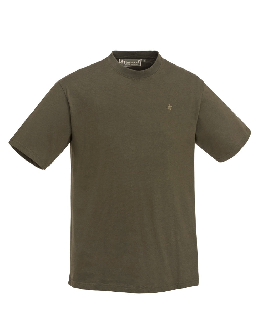 Green Hunting Brown Khaki Coloured Pinewood Mens 3-Pack T-Shirt on white background