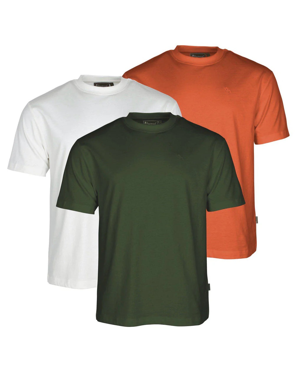 White Pine Burned Orange Coloured Pinewood Mens 3-Pack T-Shirt on white background