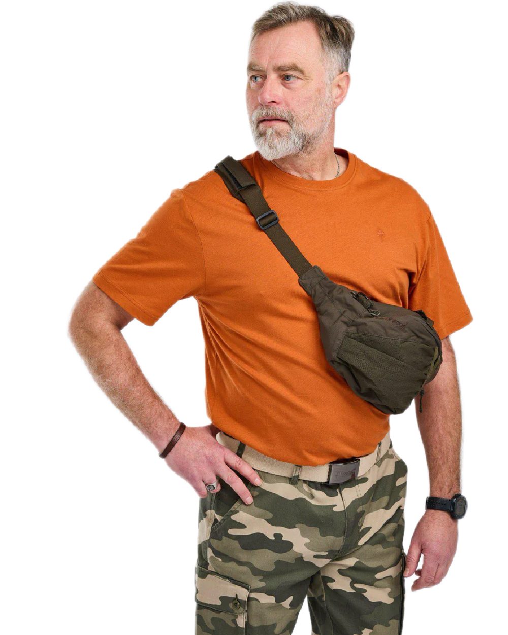 White Pine Burned Orange Coloured Pinewood Mens 3-Pack T-Shirt on white background