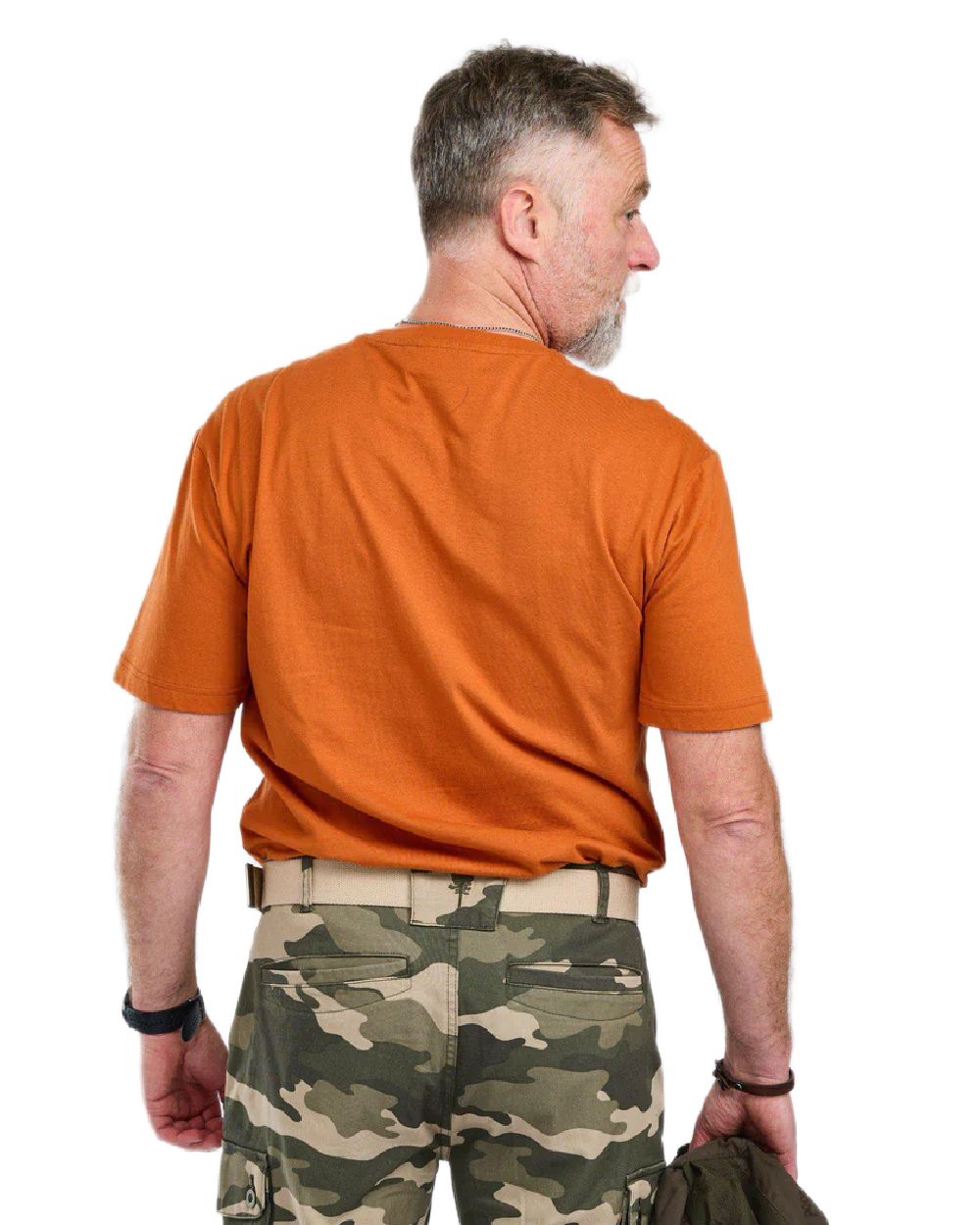 White Pine Burned Orange Coloured Pinewood Mens 3-Pack T-Shirt on white background