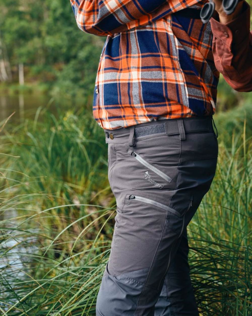 Indigo Blue Coloured Pinewood Mens Abisko Brenton Trousers on forest background