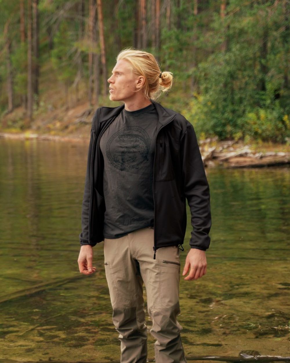 Mole Brown Coloured Pinewood Mens Abisko Brenton Trousers on forest background