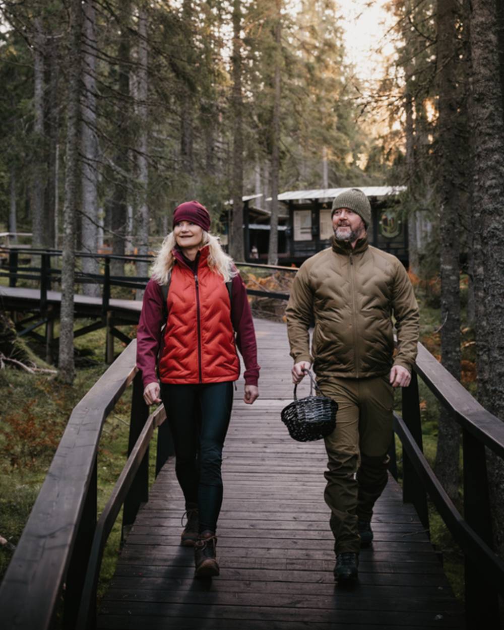 Olive Green Hunting Olive Coloured Pinewood Mens Abisko Brenton Trousers on forest background