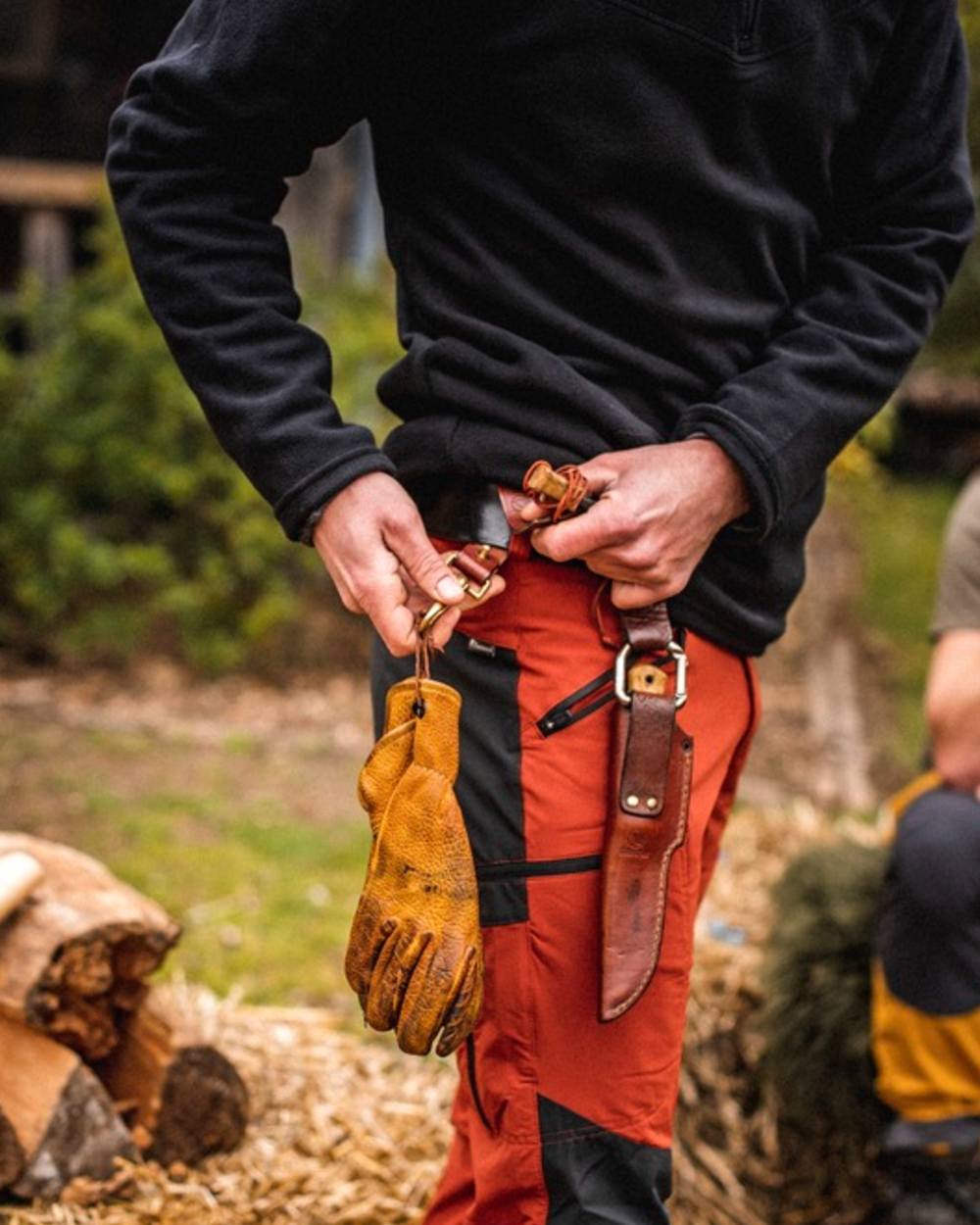 Terracotta Dark Anthracite Coloured Pinewood Mens Abisko Brenton Trousers on outdoor background
