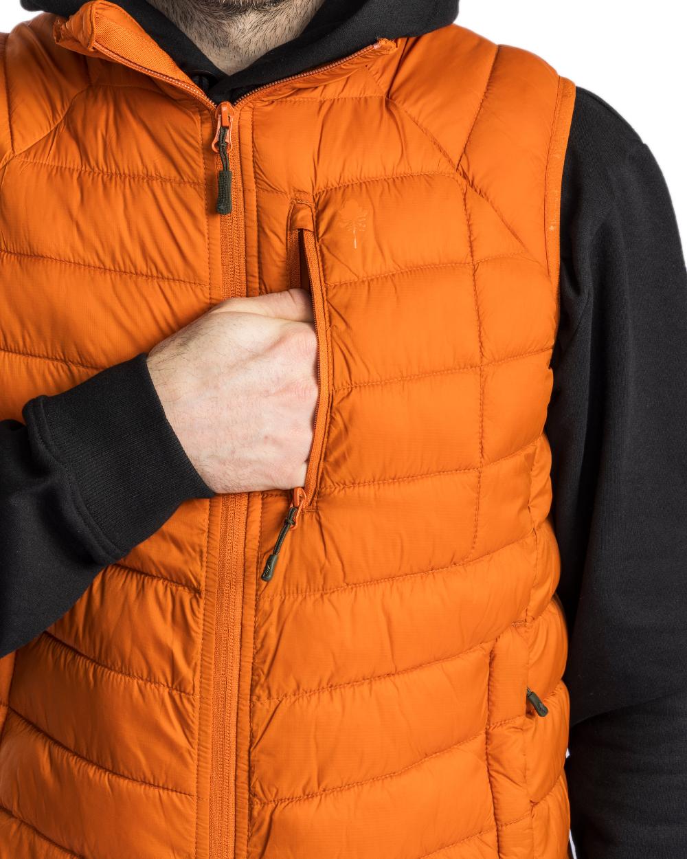 Burned Orange Coloured Pinewood Mens Abisko Insulation Vest on white background