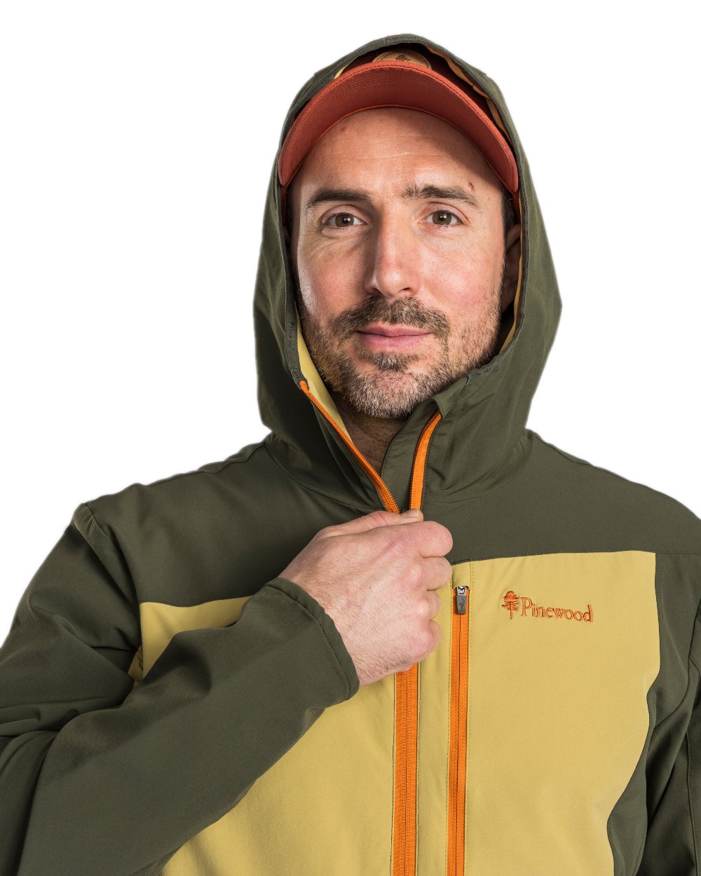 Golden Hay Mossgreen Coloured Pinewood Mens Abisko Light Stretch Jacket on white background