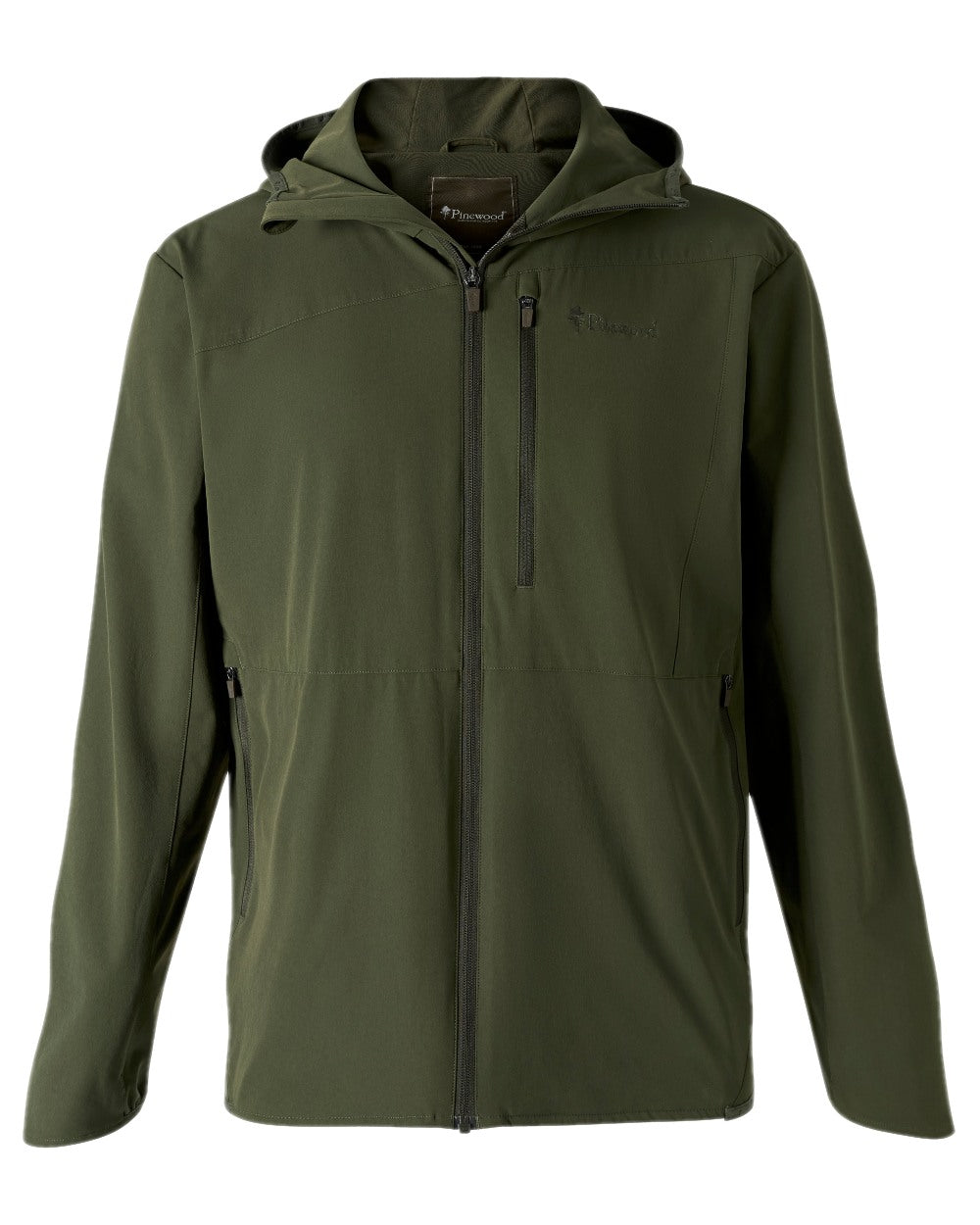 Mossgreen Coloured Pinewood Mens Abisko Light Stretch Jacket on white background