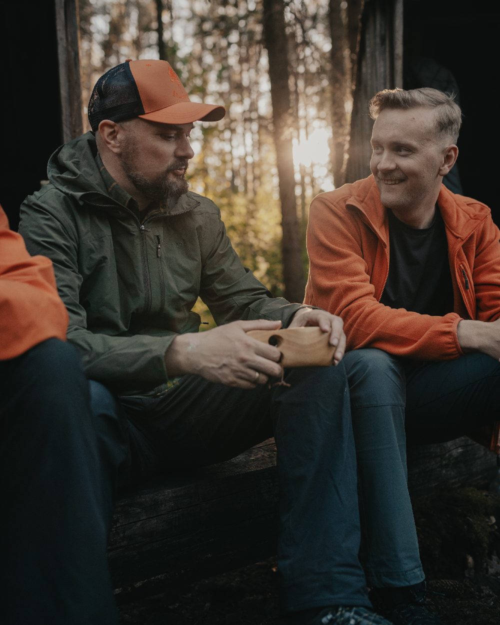 Mossgreen Coloured Pinewood Mens Abisko Light Stretch Jacket on outdoor background