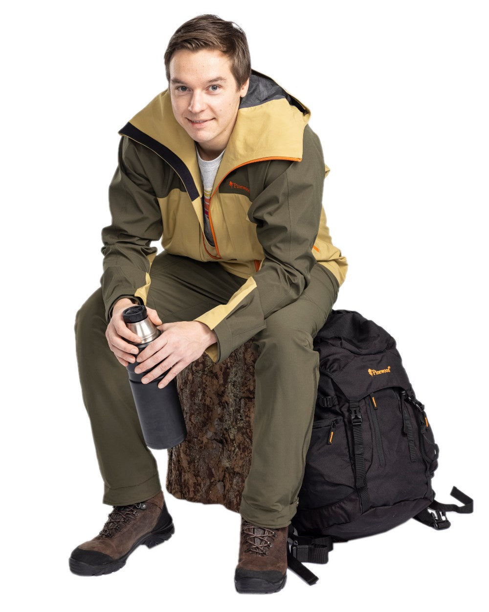 Mossgreen Coloured Pinewood Mens Abisko Light Stretch Trousers on white background