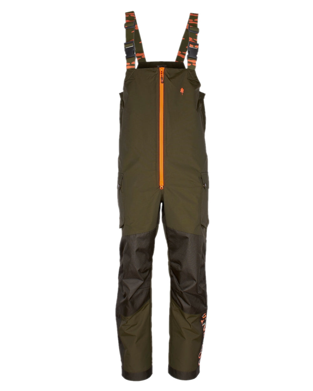 Green Dark Green Coloured Pinewood Mens Bolmen Fishing Bib Trousers on white background