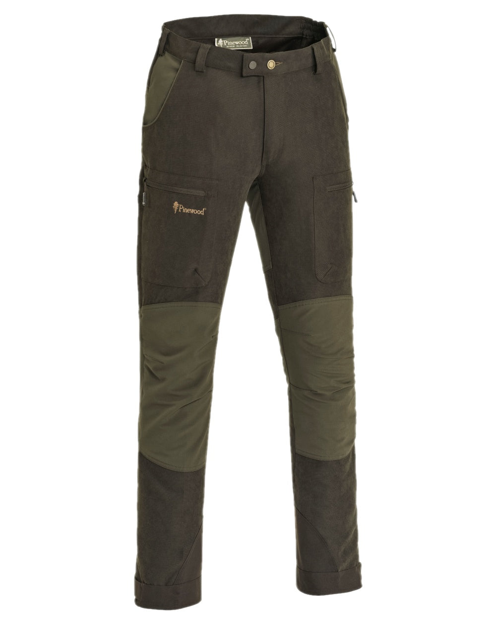 Suede Brown Dark Olive Coloured Pinewood Mens Caribou Hunt Extreme Trousers on white background