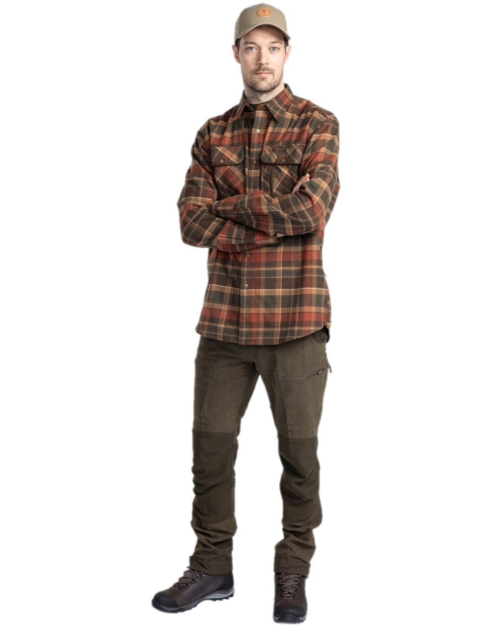 Dark Mossgreen Coloured Pinewood Mens Caribou Hunting Trousers on white background