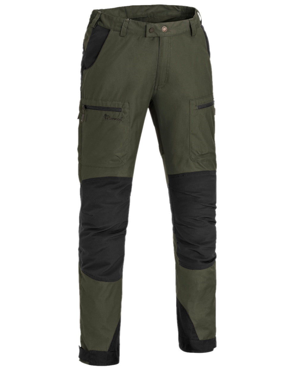 Moss Green Black Coloured Pinewood Mens Caribou TC-Lite Trousers on white background