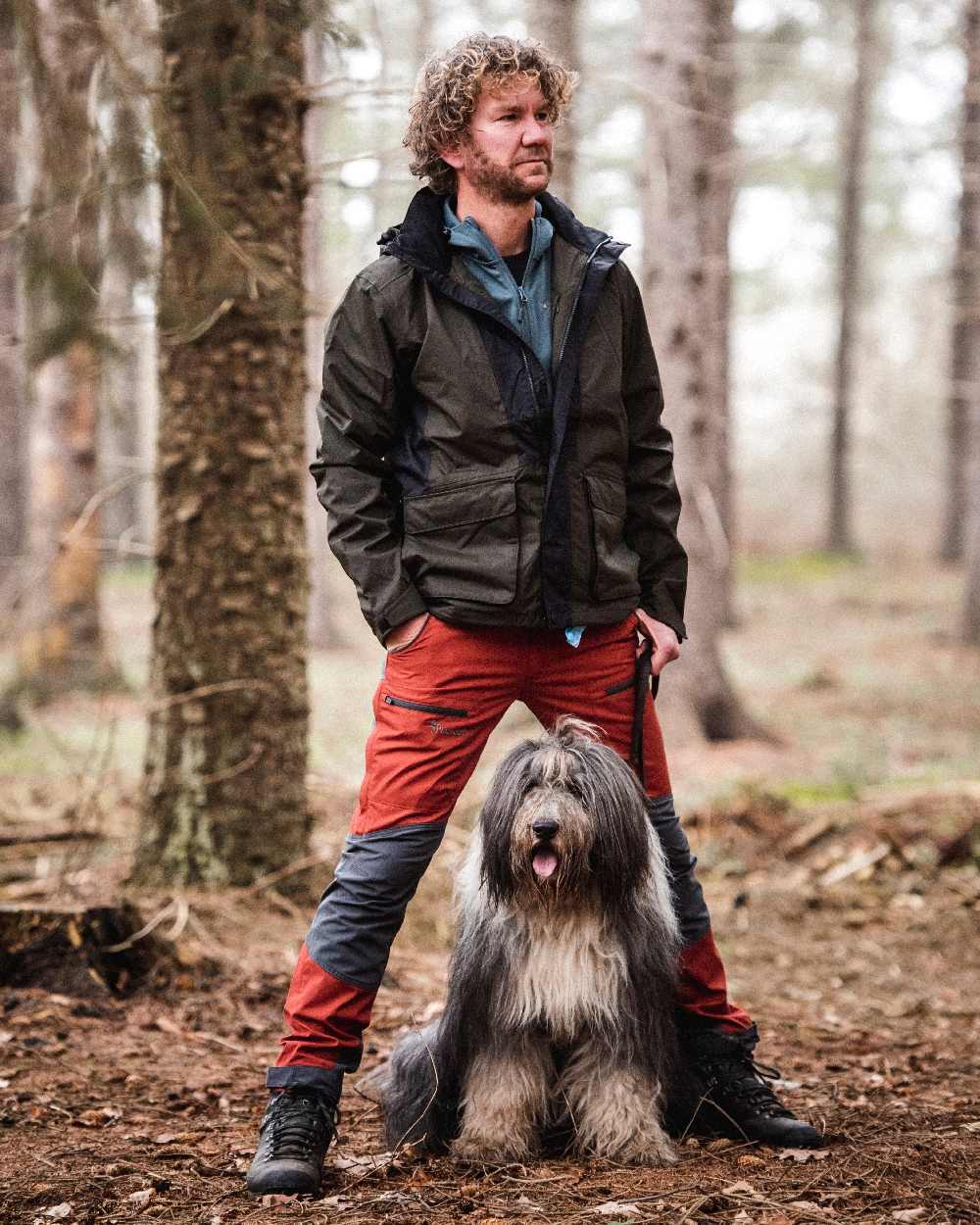 Terracotta Grey Coloured Pinewood Mens Caribou TC-Lite Trousers on outdoor background
