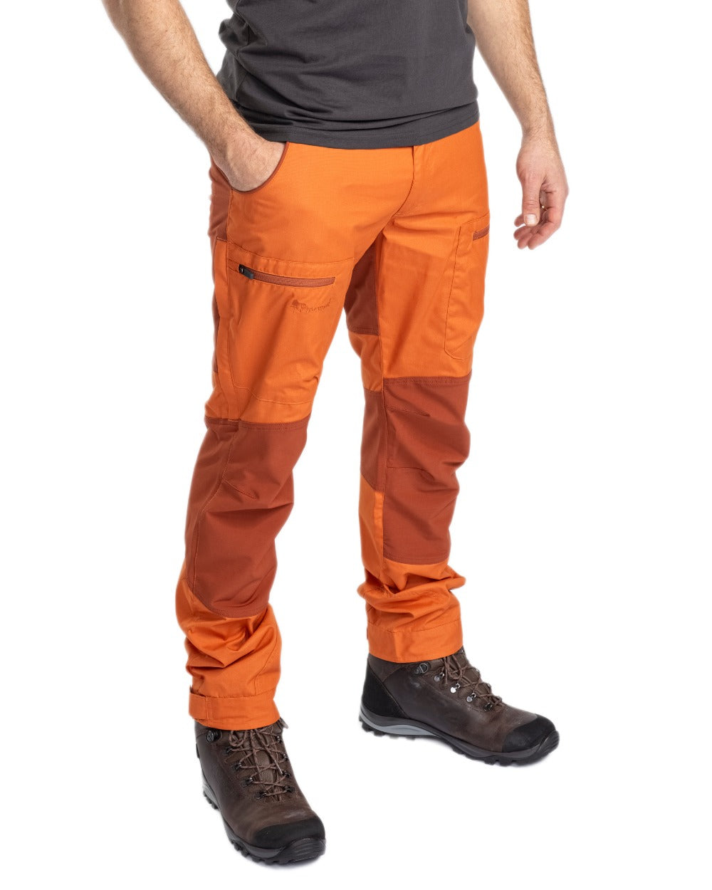 Burned Orange Terracotta Coloured Pinewood Mens Caribou TC Trousers on white background