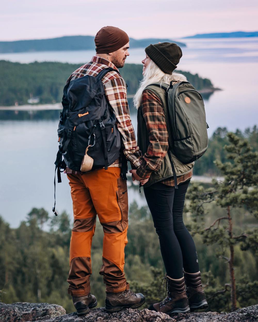 Nougat Fudge Coloured Pinewood Mens Caribou TC Trousers on lake background