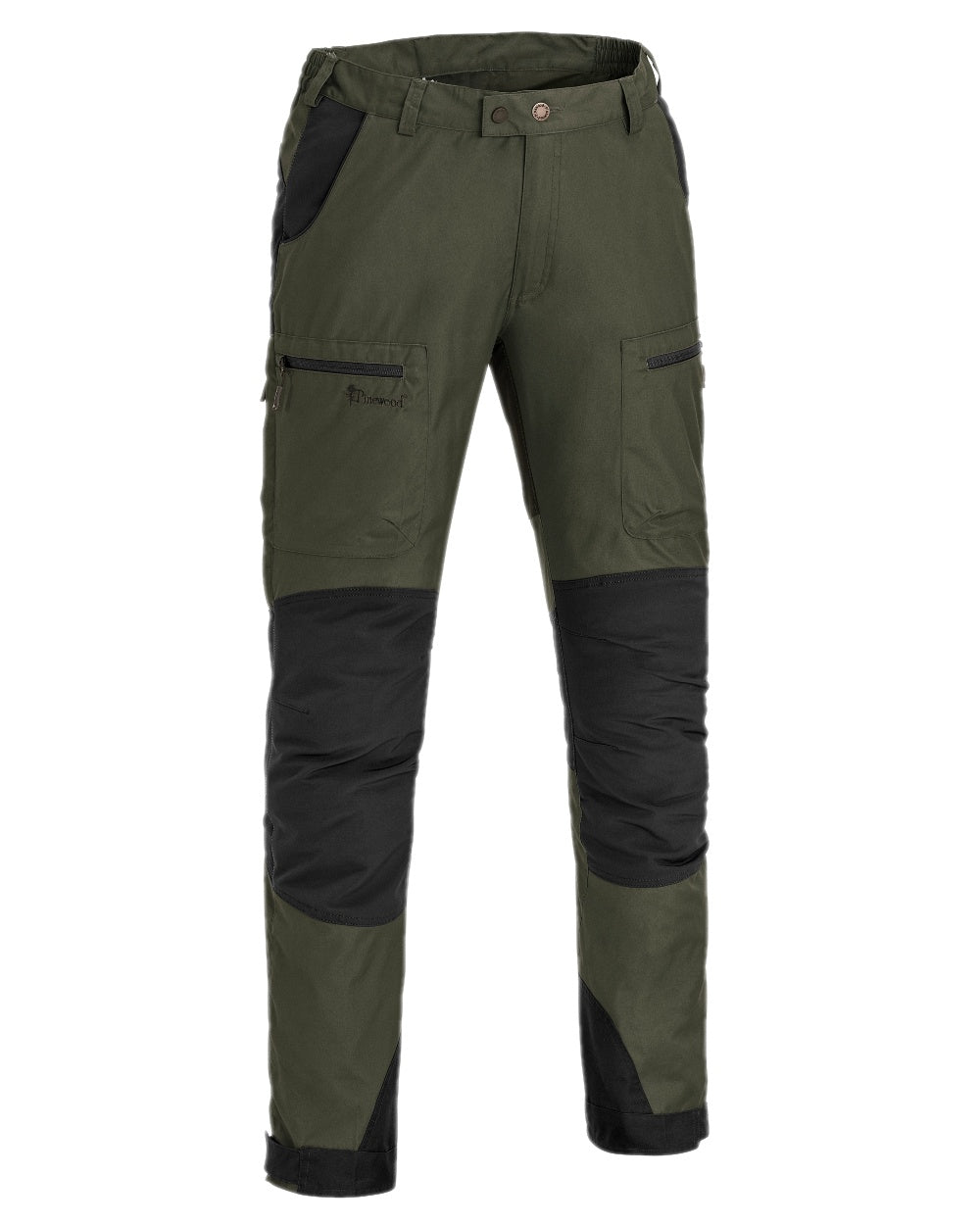 Moss Green Black Coloured Pinewood Mens Caribou Tc Extreme Trousers on white background