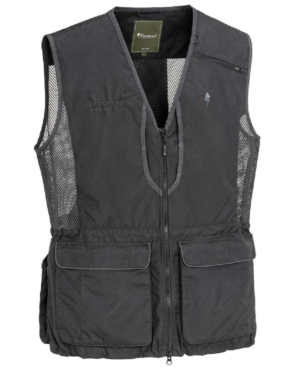 Black Dark Anthracite coloured Pinewood Mens Dog Sports 2.0 Vest on white background