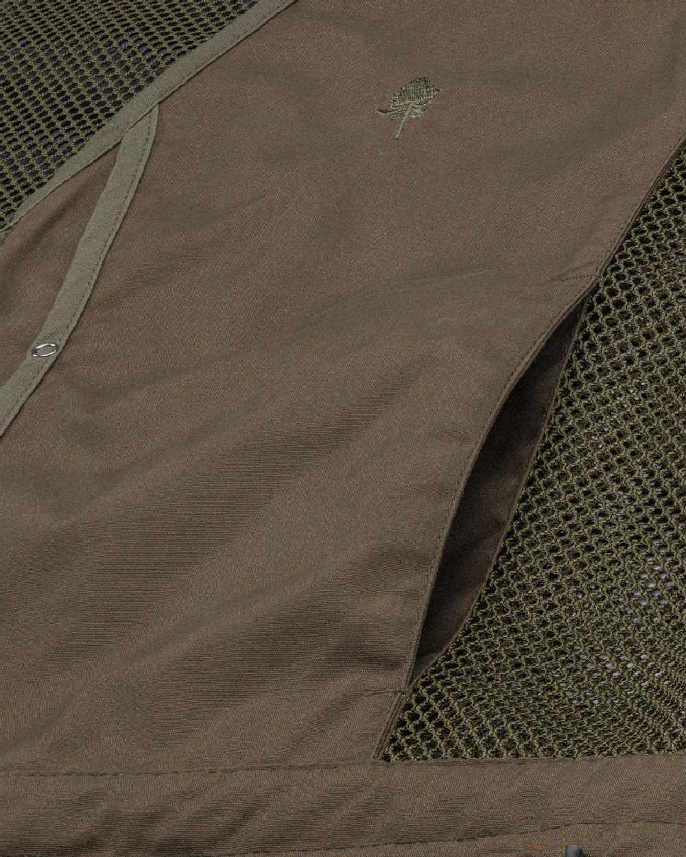 Suede Brown Dark Olive coloured Pinewood Mens Dog Sports 2.0 Vest on white background