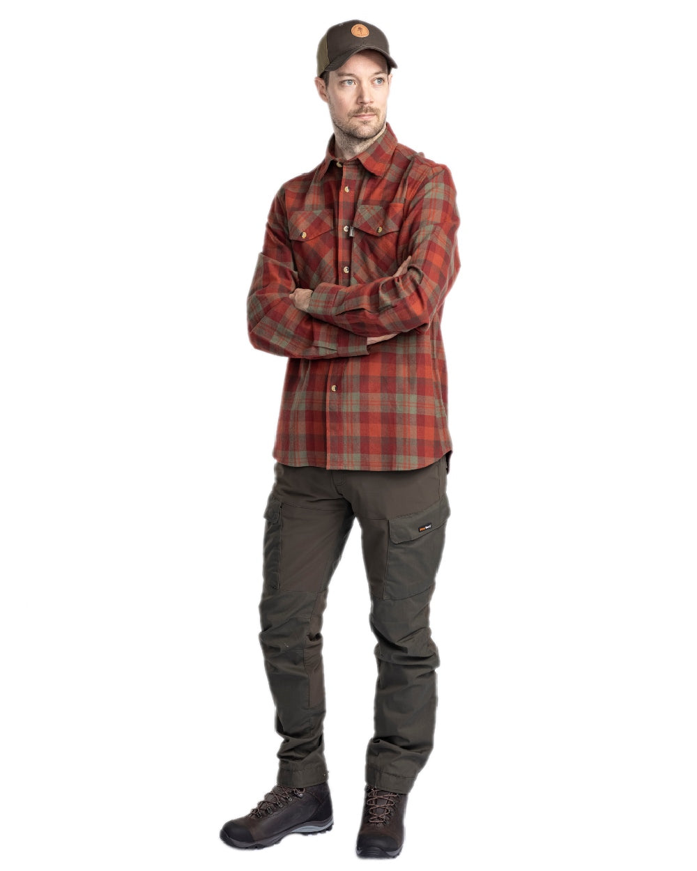 Moss Green Coloured Pinewood Mens Dog Sports Trainer Extreme Trousers on white background