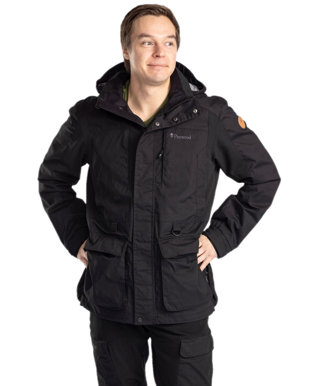Black Coloured Pinewood Mens Dog Sports Trainer Jacket on white background